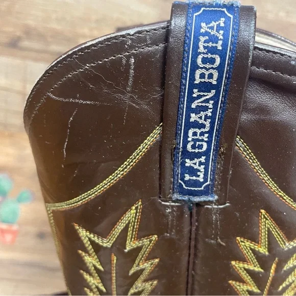 La Gran Bota men’s snakeskin leather western cowboy boots size 7 - Picture 7 of 12